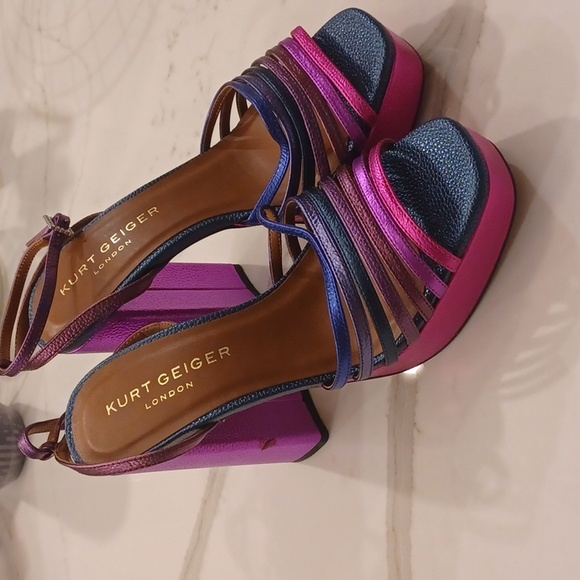 Kurt Geiger London Perria Purple Rainbow Platform Sandals SZ EU 38.5 - Picture 9 of 16